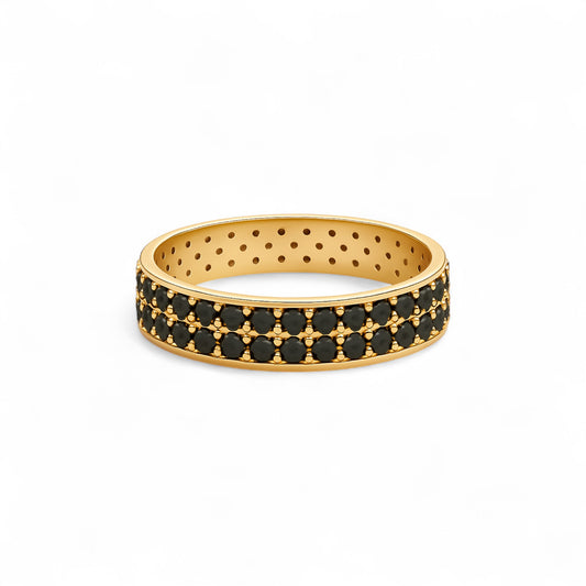 360 Black Studded Cubic Zirconia Band in 10K Gold