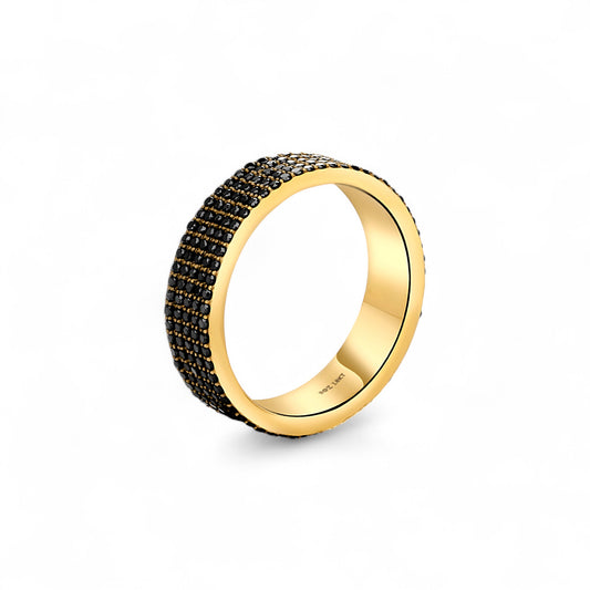 360 Black Diamond Band in 18K Gold