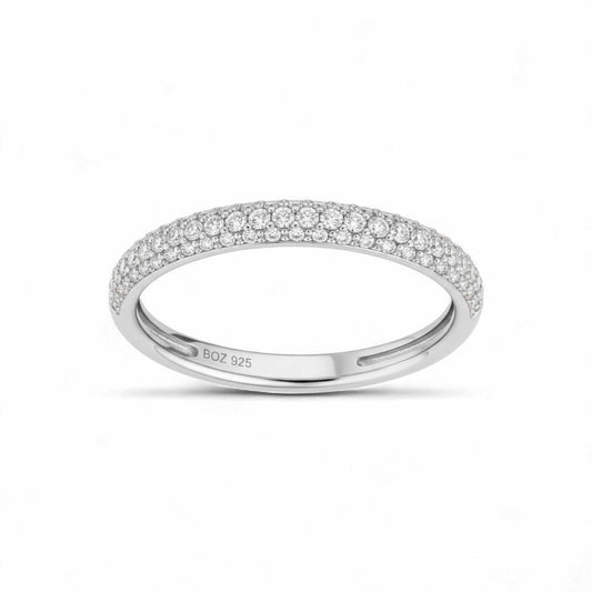 3D Pave CZ Band in 925 Sterling Silver