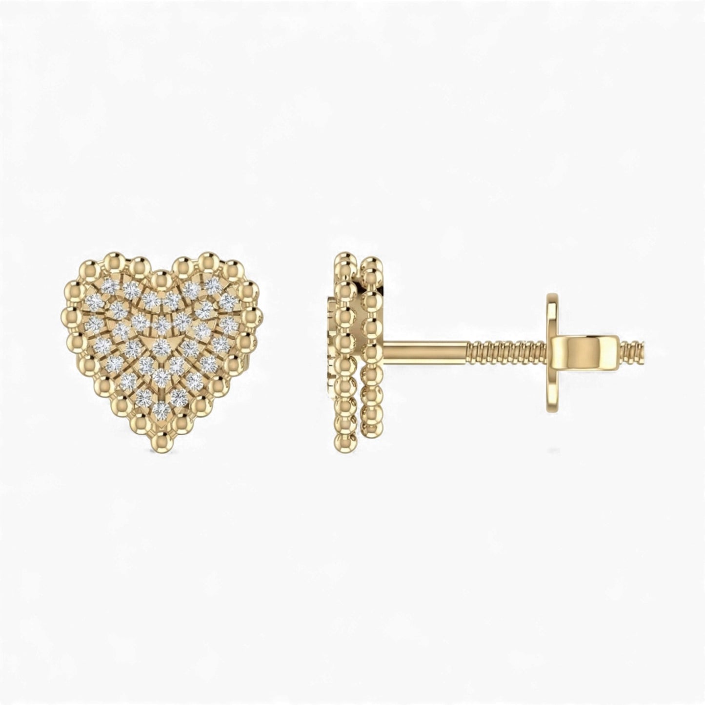 Ava Heart Shape Diamond Studs in 18KT Gold