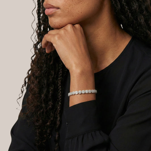 Bracelet de tennis en moissanite baguette en argent sterling 925
