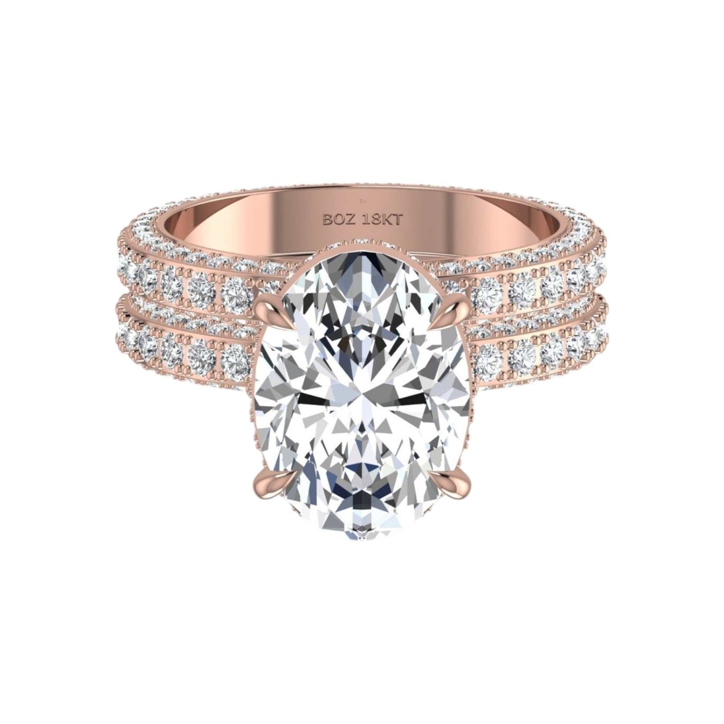 Amina Oval Cut Diamond Bride Set in 18KT Gold