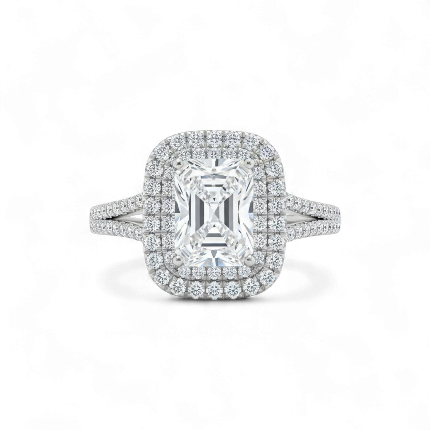 Classic Double Halo CZ Engagement ring in 925 Sterling Silver