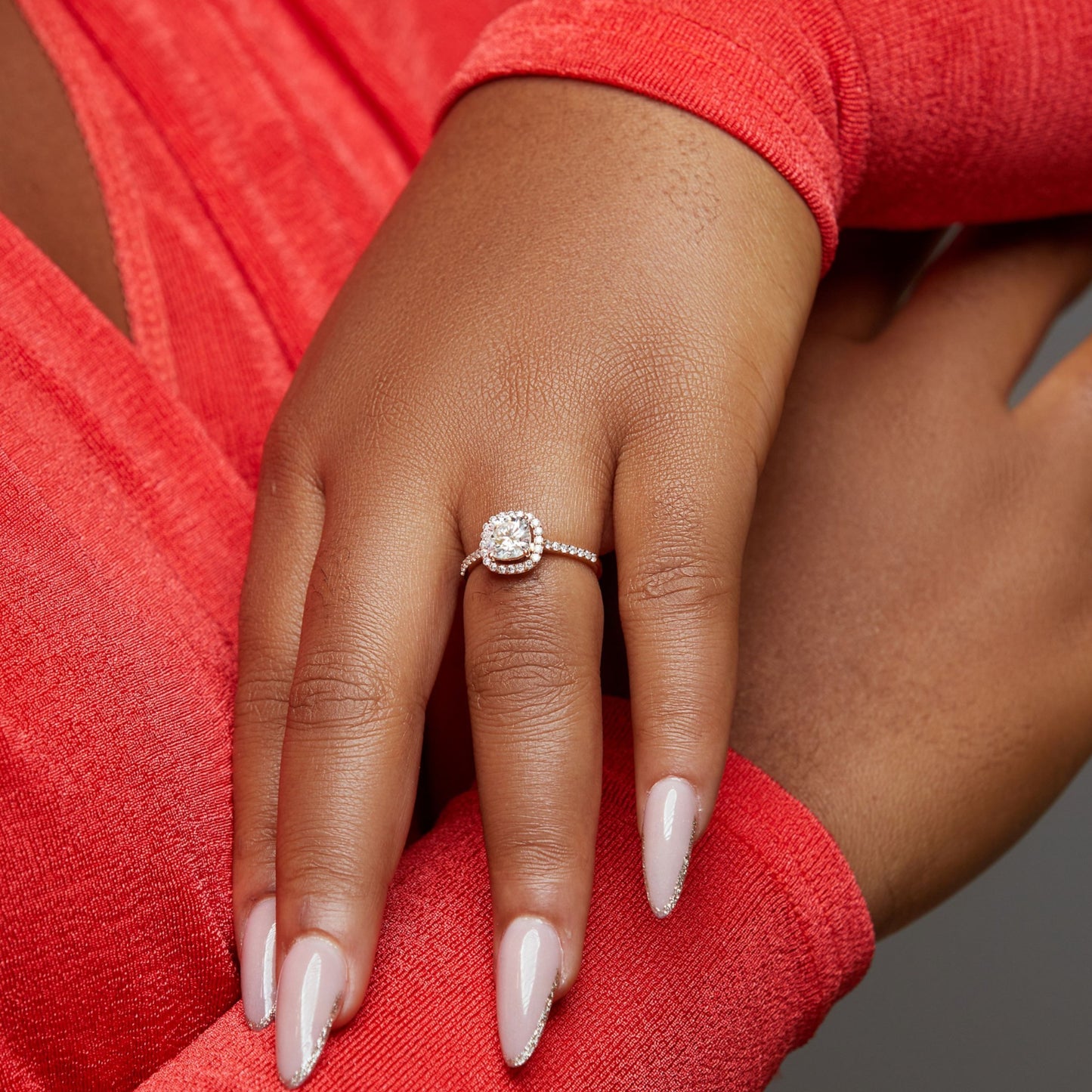 Classic Halo Cushion Cut CZ Engagement Ring in 925 Sterling Silver