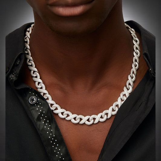 Infinity Moissanite Cuban Chain in 925 Sterling Silver