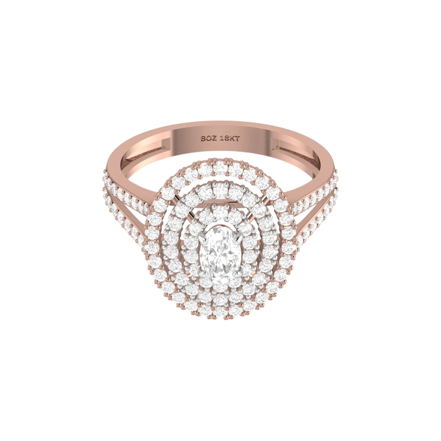 Jasmine Oval Cut Moissanite Engagement Ring in 18K Gold