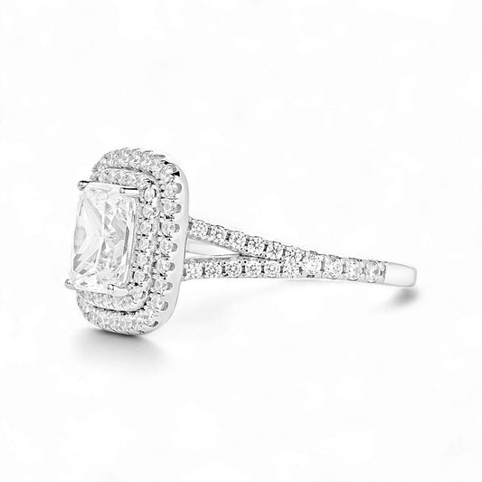 Kyle Radiant Cut CZ Engagement Ring in 925 Sterling Silver