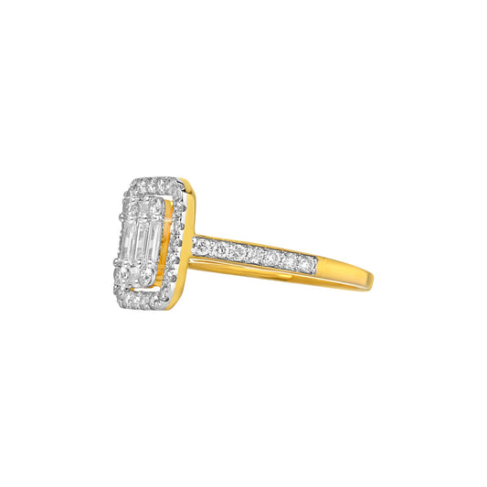 Royal Baguette Cut Diamond Engagement Ring in 18K Gold