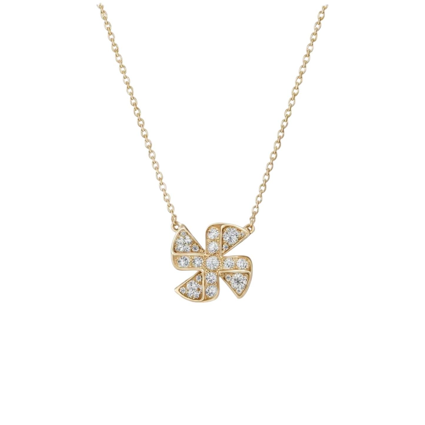 Willow Natural Diamond Clover Pendant Necklace in 18KT Gold
