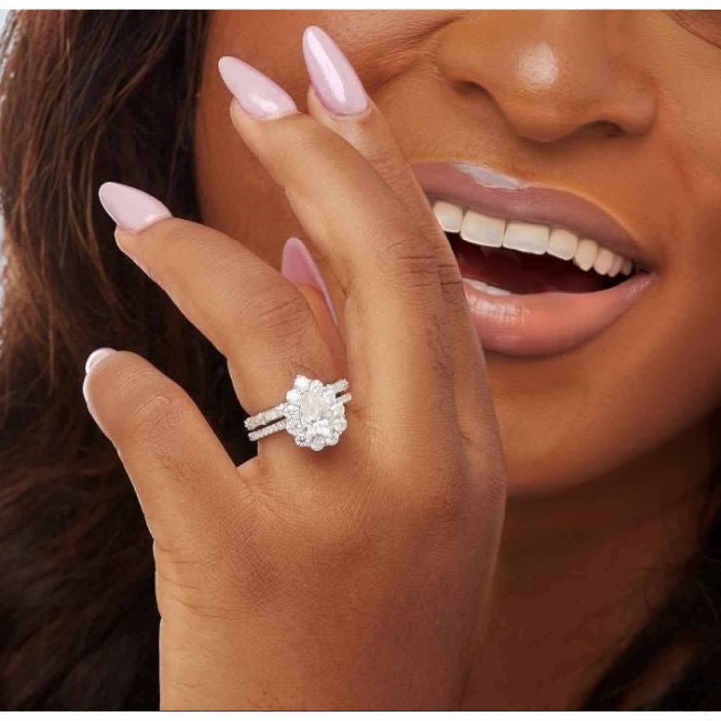 BOZ Lavie Pear Cut Moissanite Bride Set in 925 Sterling Silver