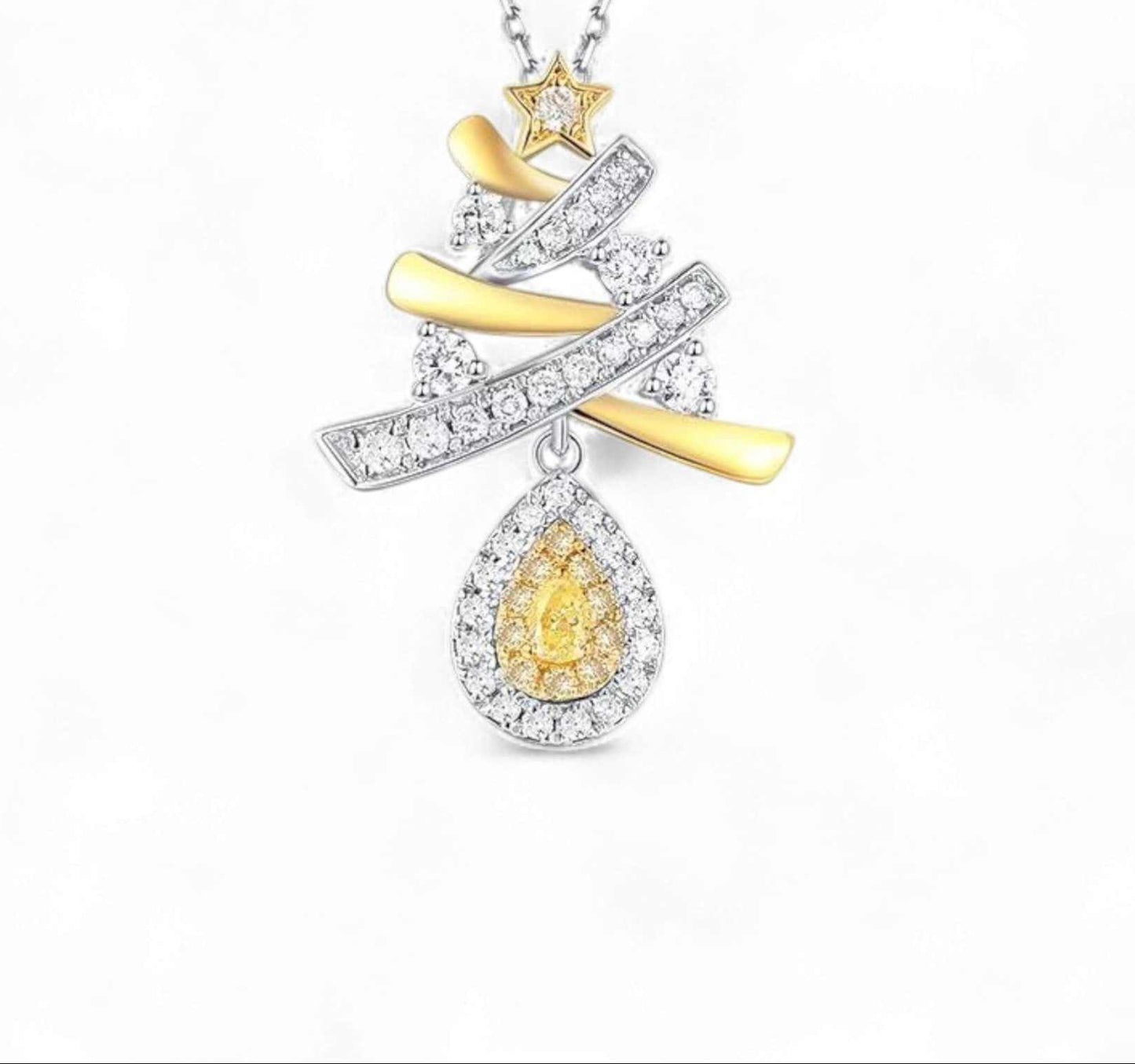 Tree Diamond Necklace in 18K gold with natural diamonds and sculpted tree motif