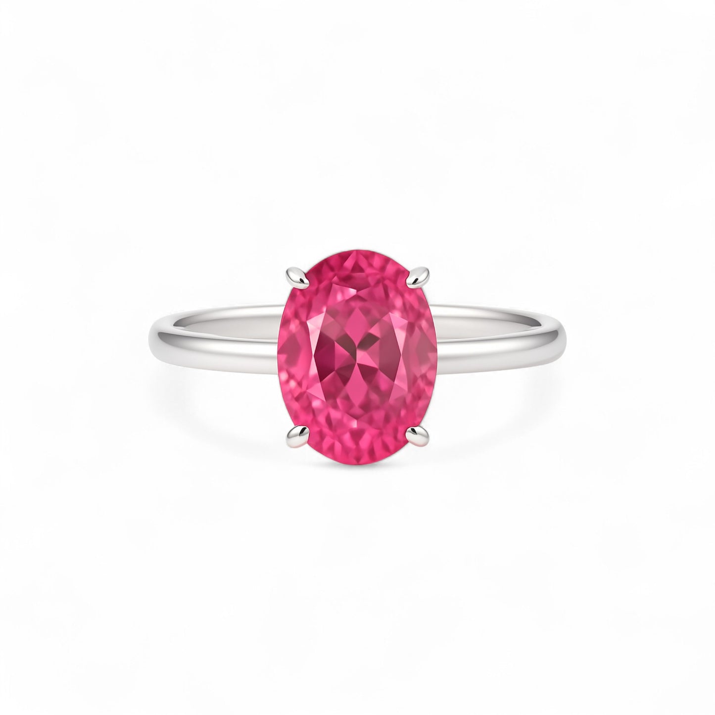 Beth Oval Cut Moissanite Gemstone and Natural Diamond Ring in 18KT Gold