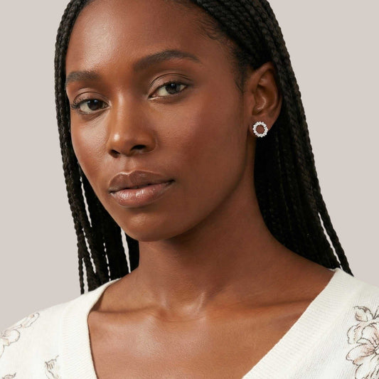 Puces d'oreilles solitaires en diamant motif Boz Forever en or 18 carats