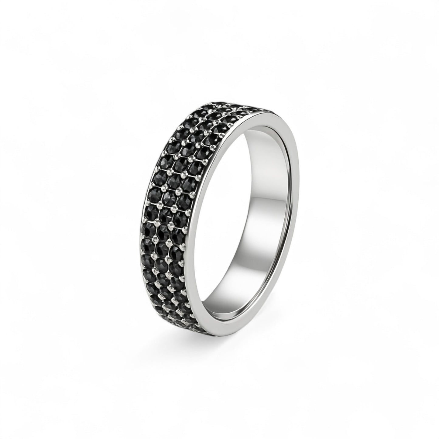 360 Black Diamond Band in 18K Gold