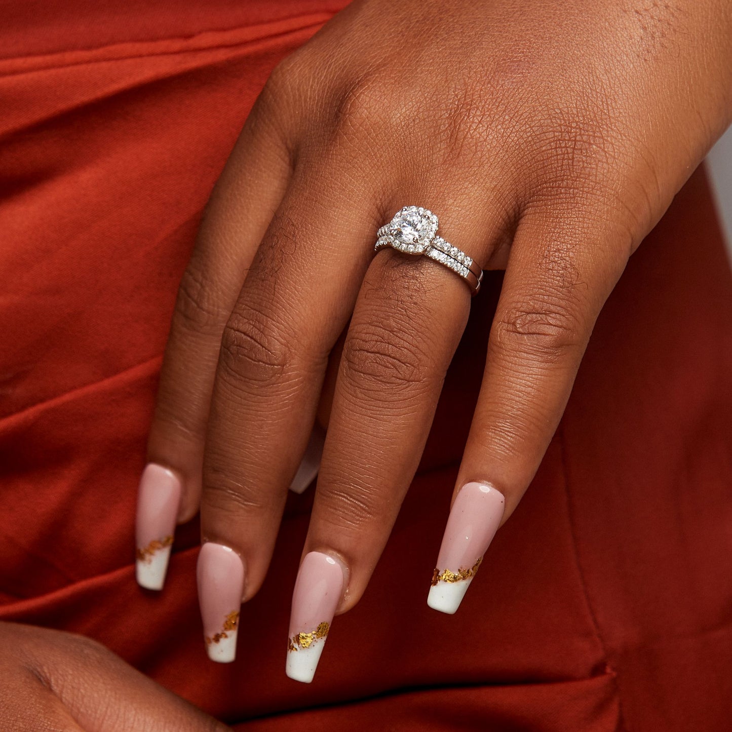 Classic Cushion CZ Sterling Silver Bride Set in 925 Sterling Silver