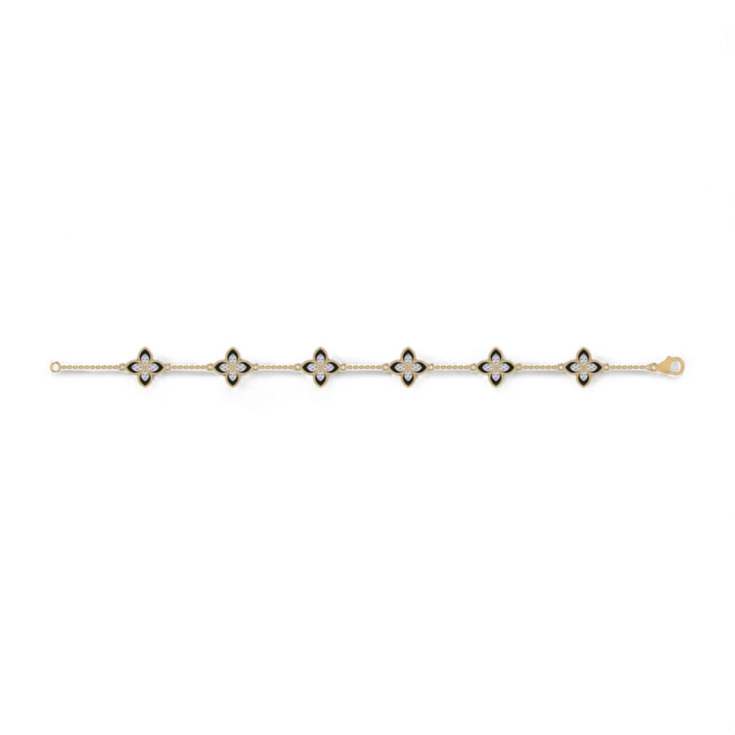 6 Clover Dual Diamond Bracelet in 18KT Gold