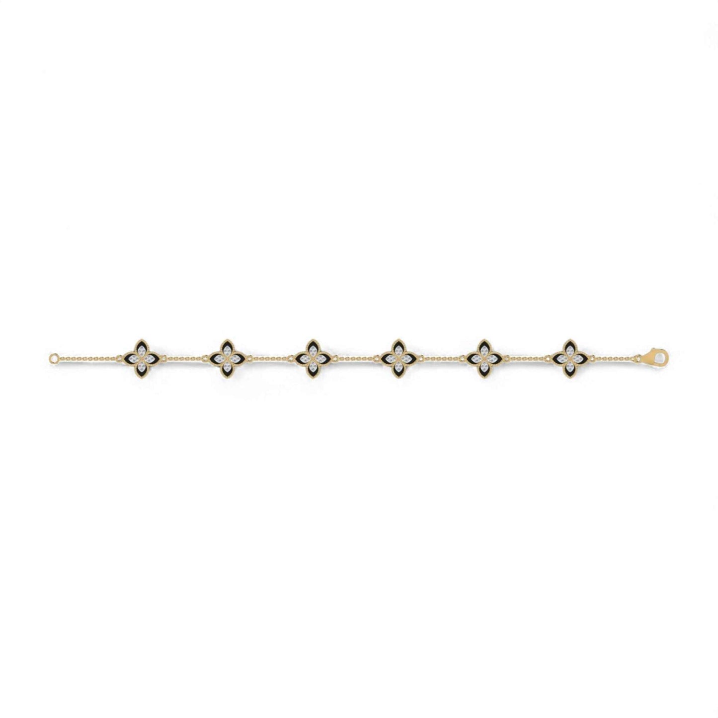 6 Clover Dual Diamond Bracelet in 18KT Gold