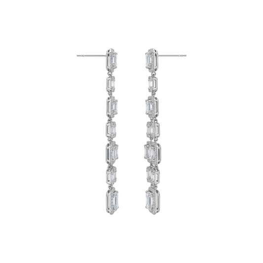 6 Round and Baguette Natural Diamond Earrings in 18KT Gold