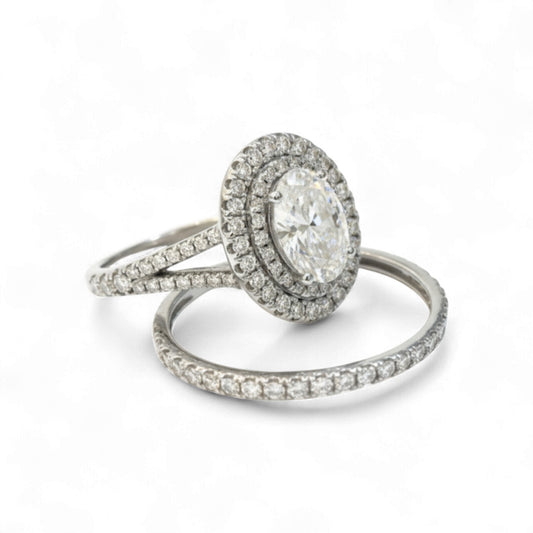 Kylie Oval Cut Moissanite and Diamonds Bride Set in 18KT Gold