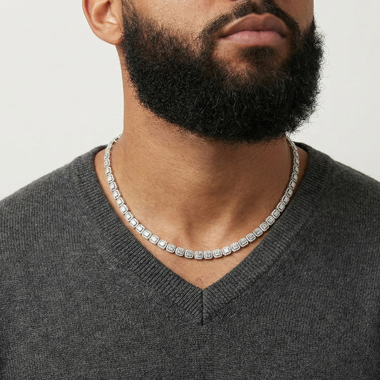 Cushion and Baguette Cut Lab Grown Diamond Necklace in 18KT Gold