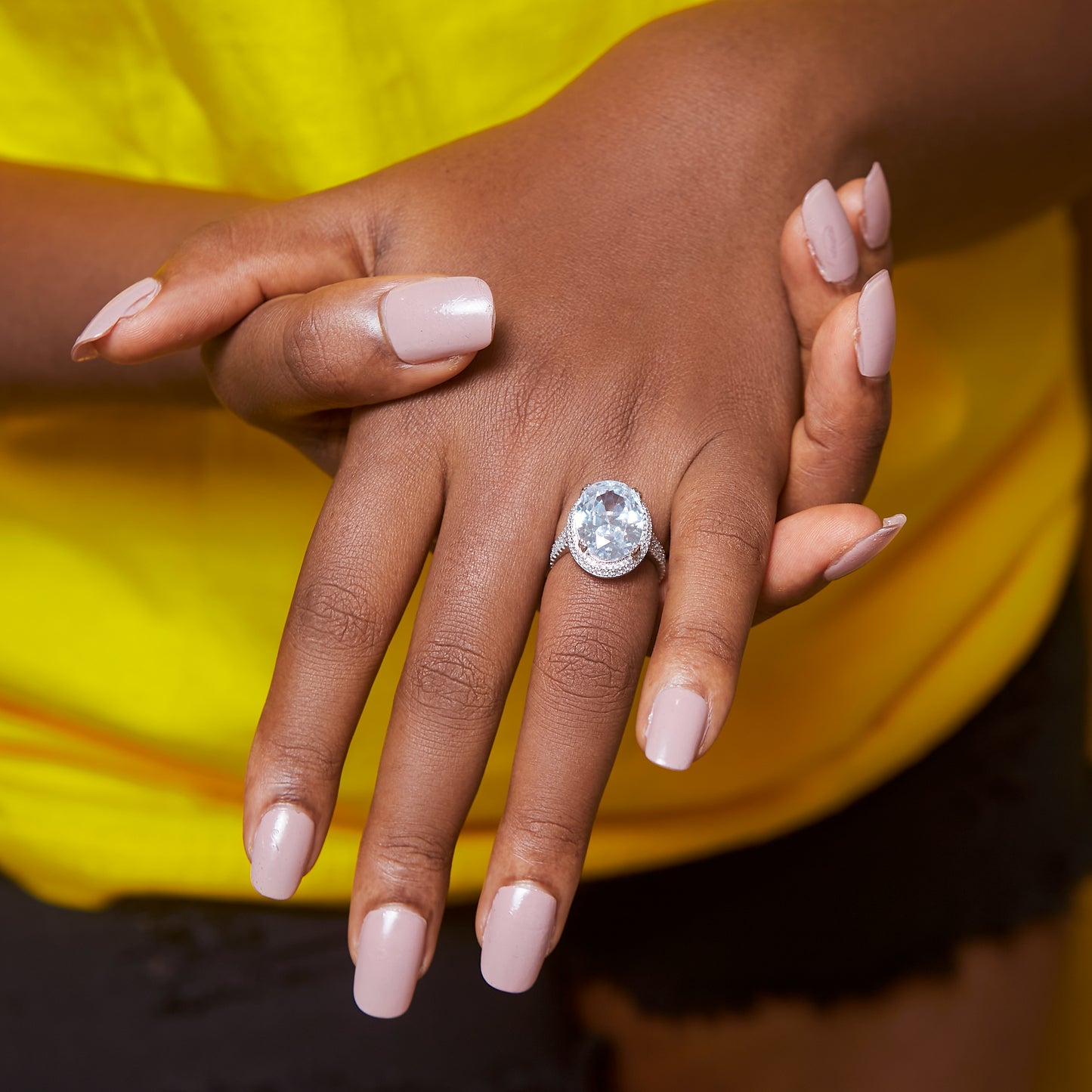 Lesley Oval Cut CZ Engagement Ring in 925 Sterling Silver