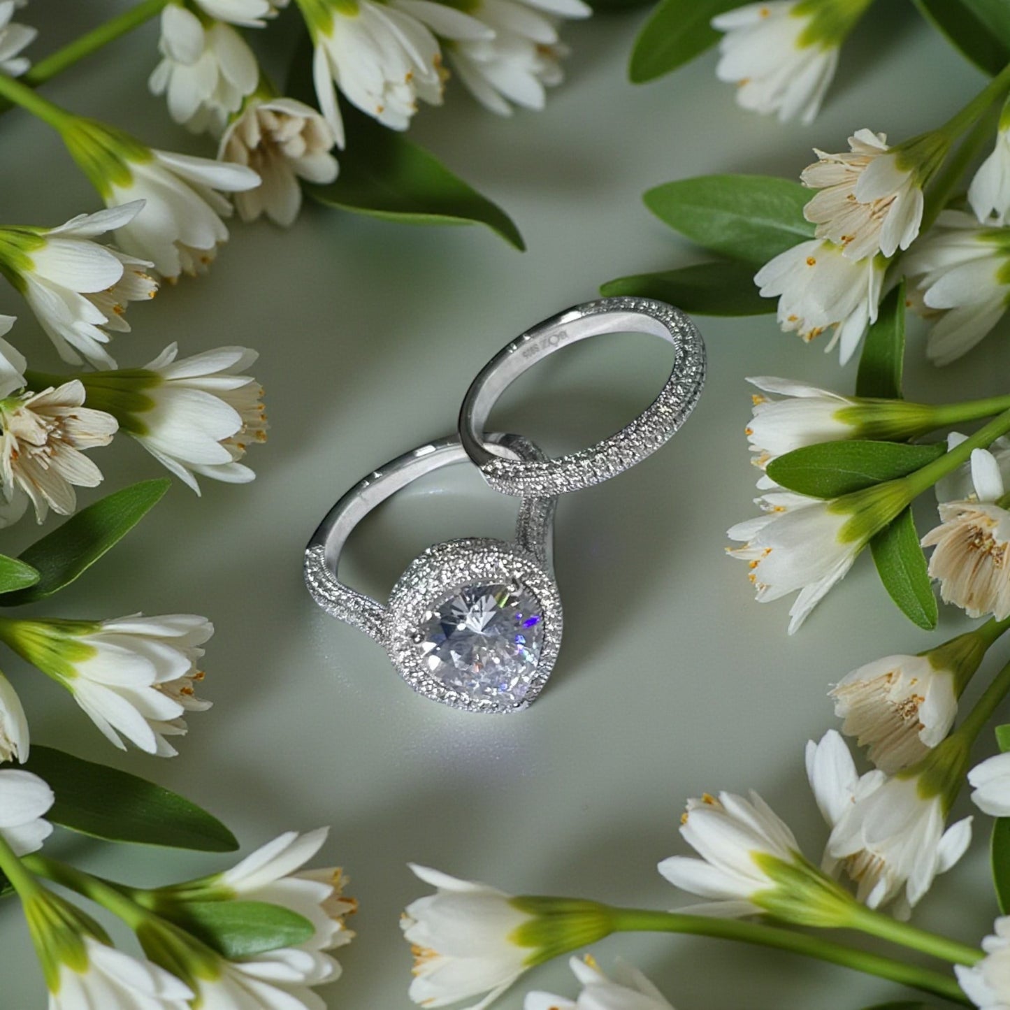 Zack Pear Cut CZ Bride Set in 925 Sterling Silver