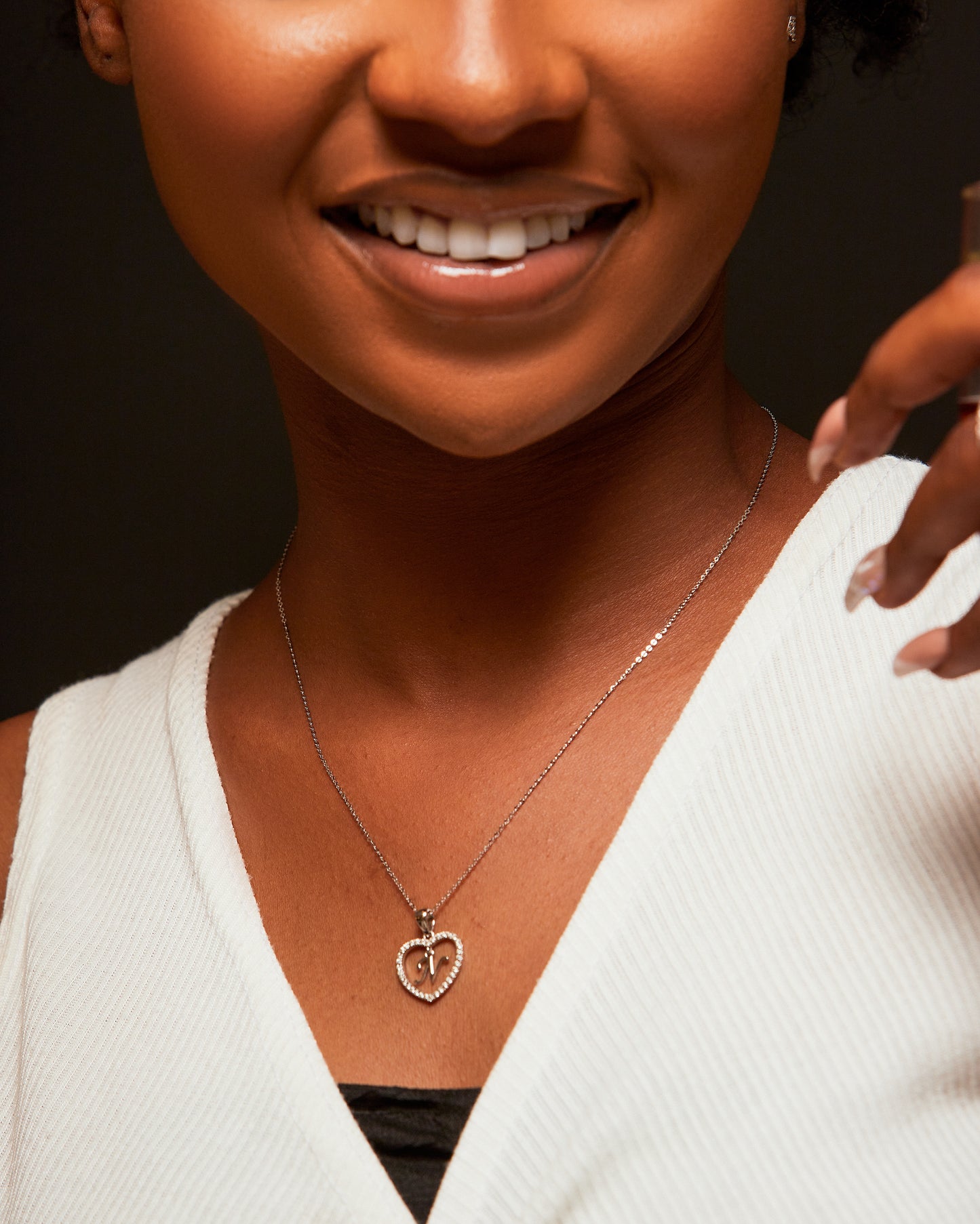 Initial In Love Shape Natural Diamond Pendent in 18K Gold