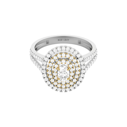 Jasmine Oval Cut Moissanite Engagement Ring in 18K Gold