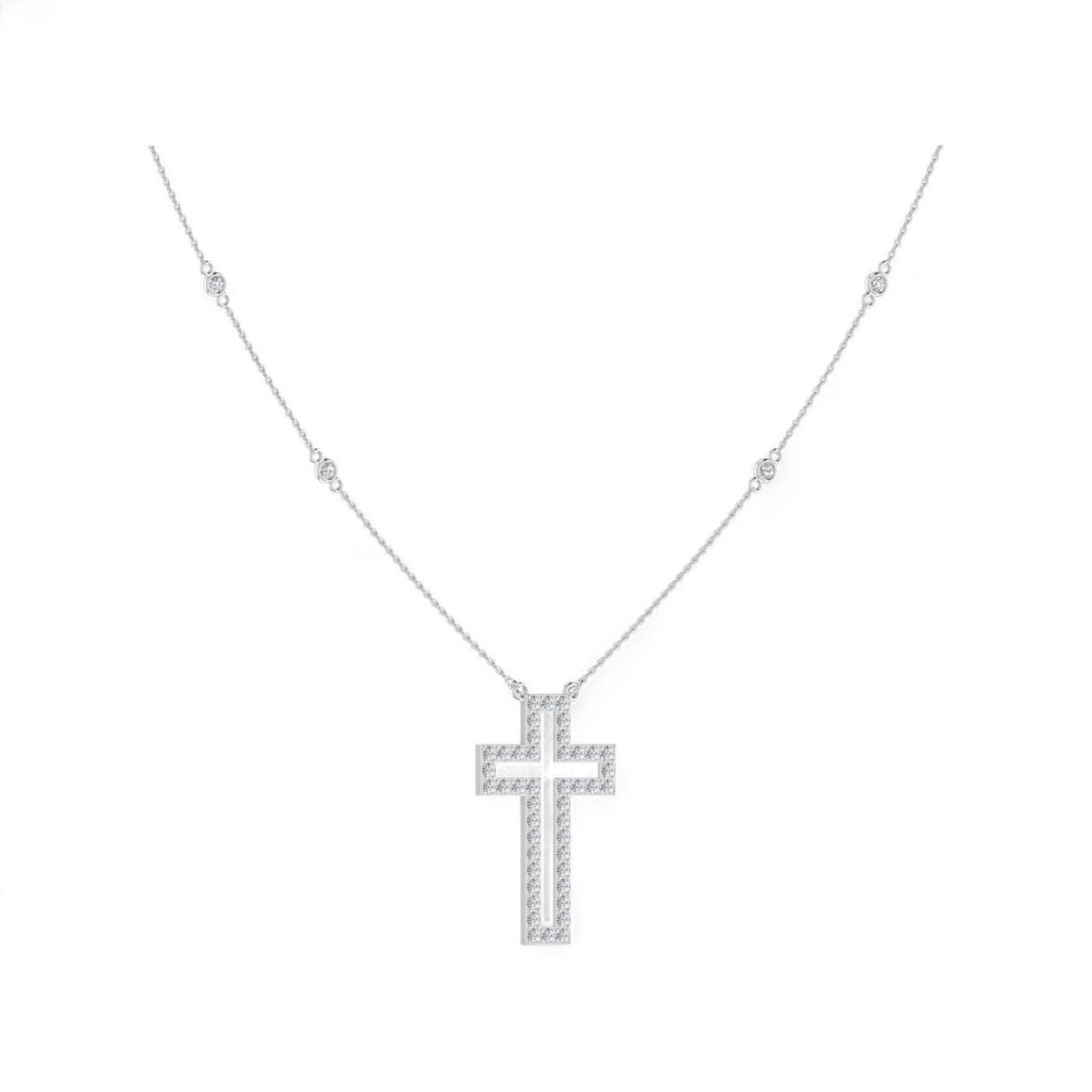 Kairo Outline Cross Diamond Necklace in 18K Gold