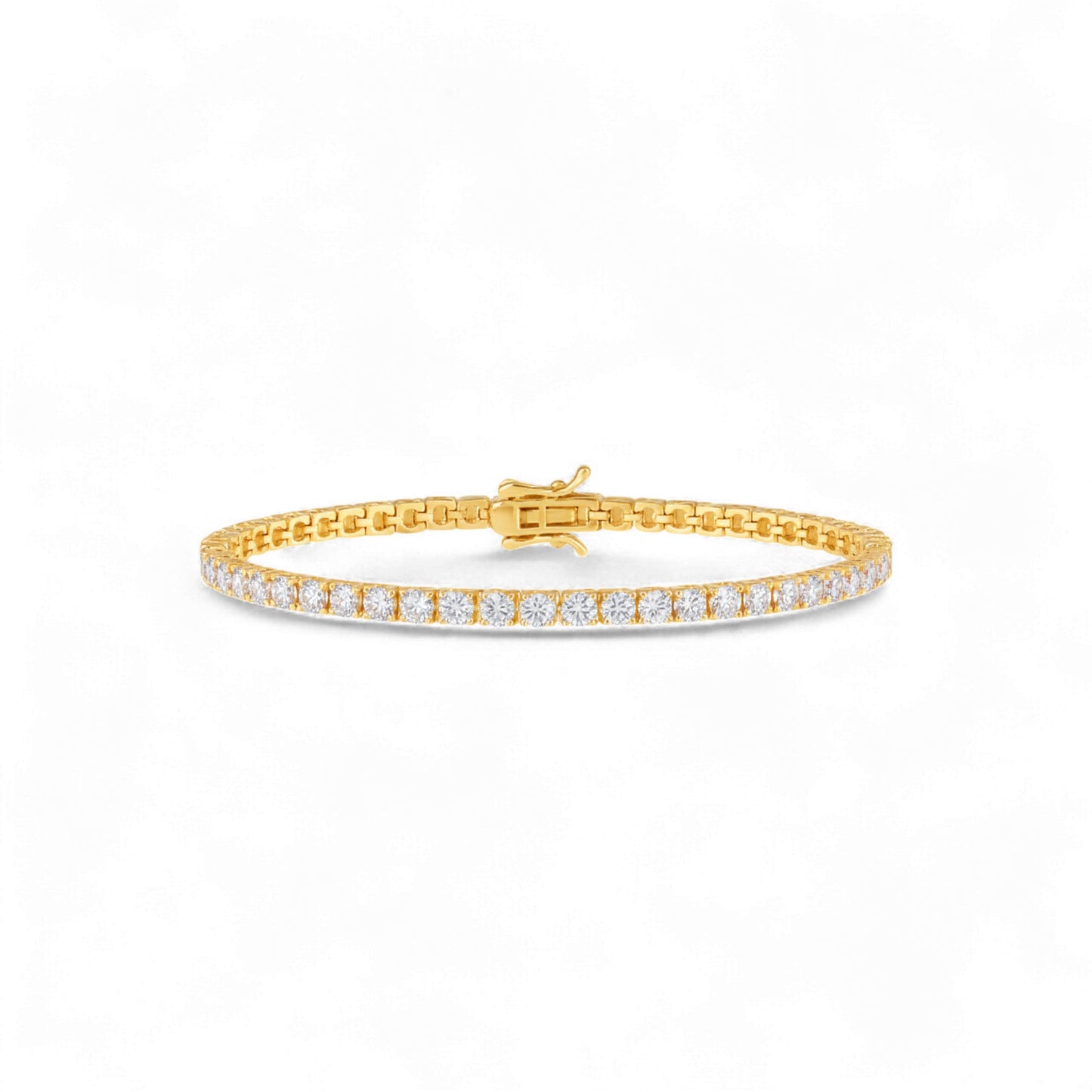 Gold bracelet with diamond accents on a white background