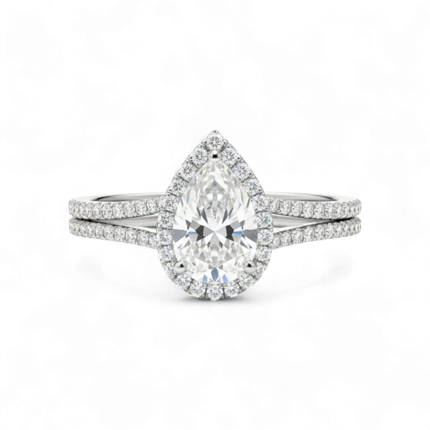 Leona Pear Cut CZ Engagement Ring in 925 Sterling Silver