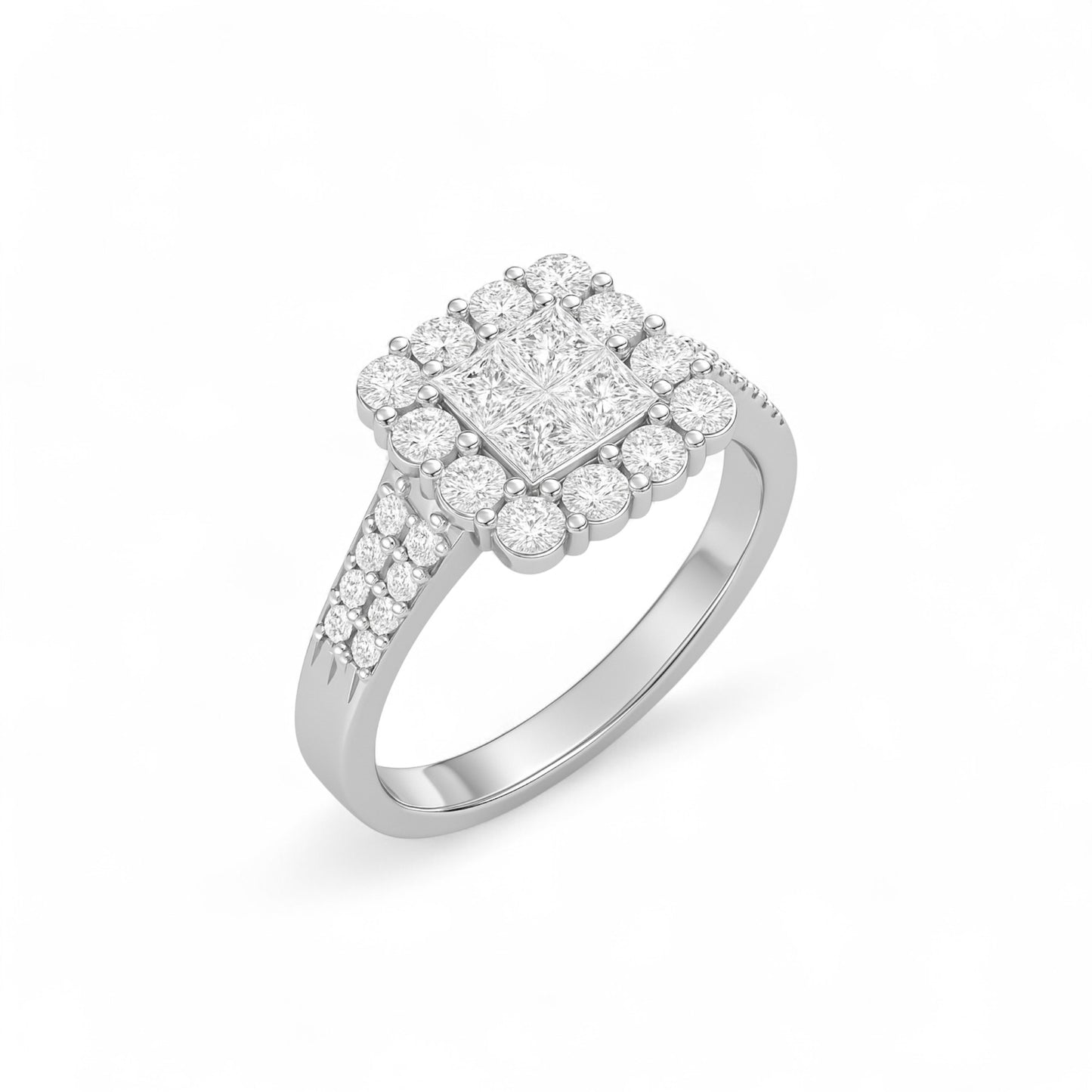 Lola Natural Diamond Cluster Engagement Ring in 18KT Gold