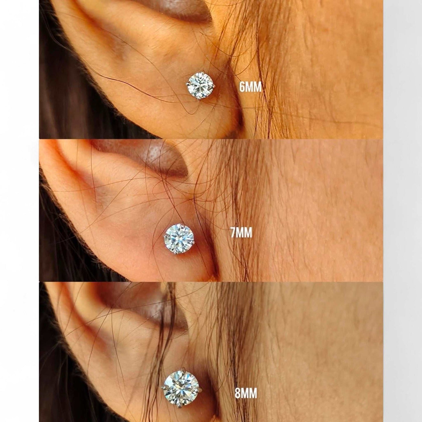 Moissanite Studs in 925 Sterling Silver