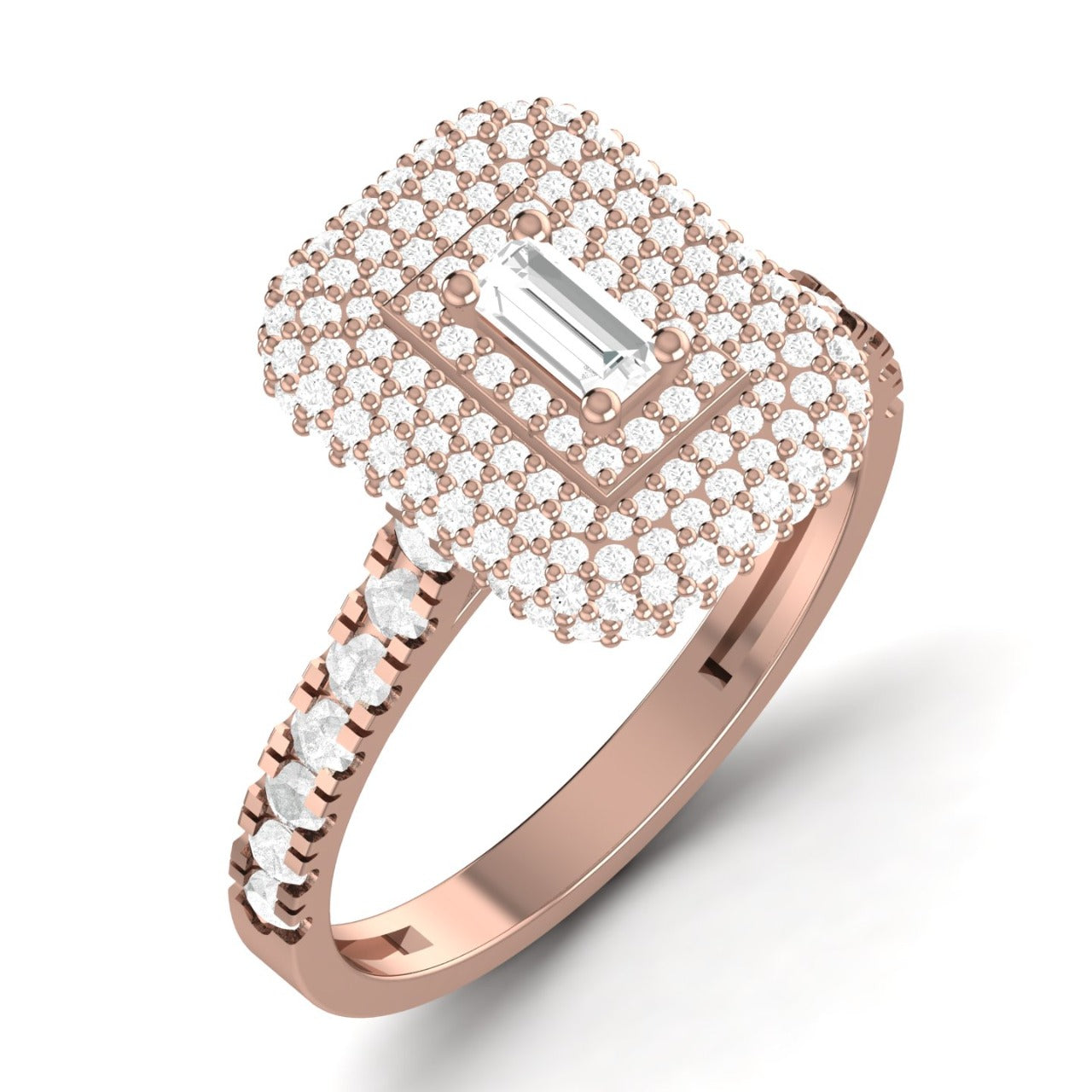 Sofia Baguette Cut Diamond Engagement Ring in 18K Gold