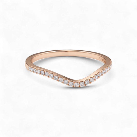 Anneau de diamants naturels incurvé en or 10 carats