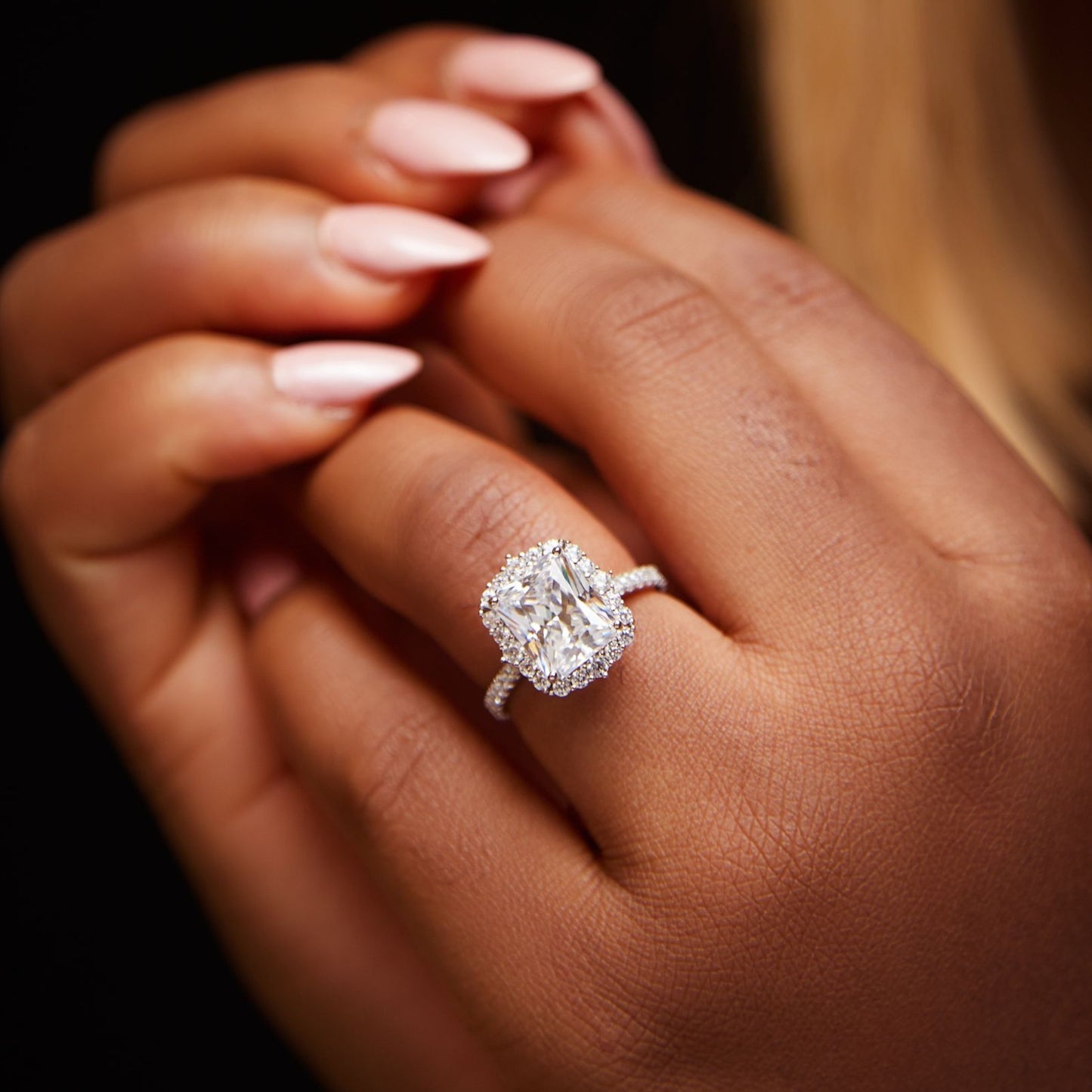 Quinn Radiant Cut CZ Engagement Ring in 925 Sterling Silver