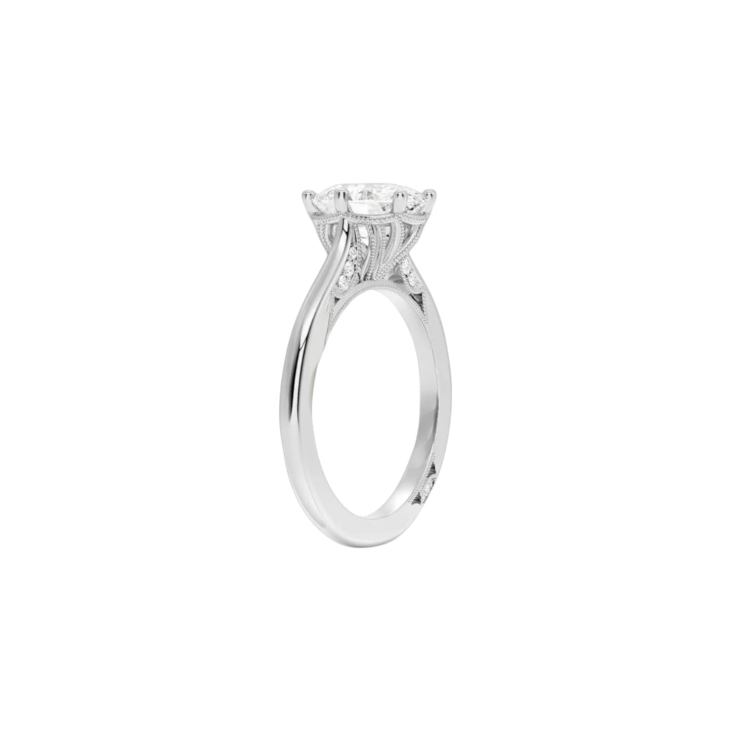 Seraphina Cathedral Moissanite Engagement Ring n 18K Gold