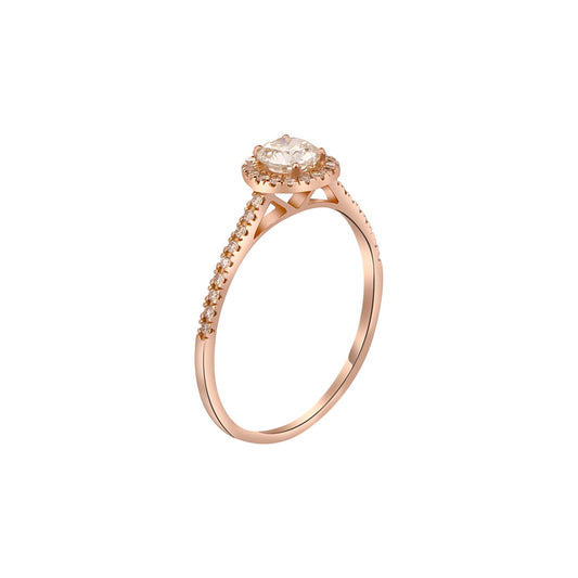 Thelma Round Cut Natural Diamond Engagement Ring in 18k Gold