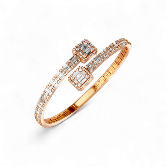 Baguette Bangle Diamond Bracelet in 18KT Gold
