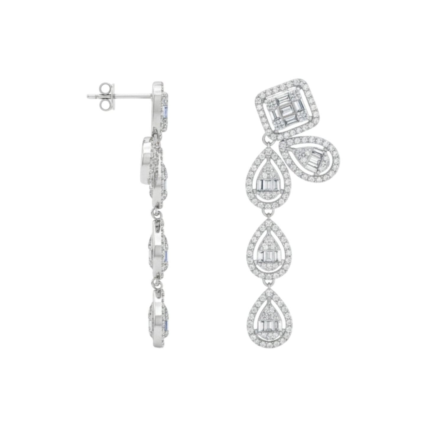 Diamond earrings on a white background