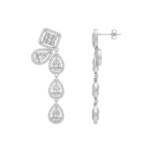 Diamond earrings on a white background