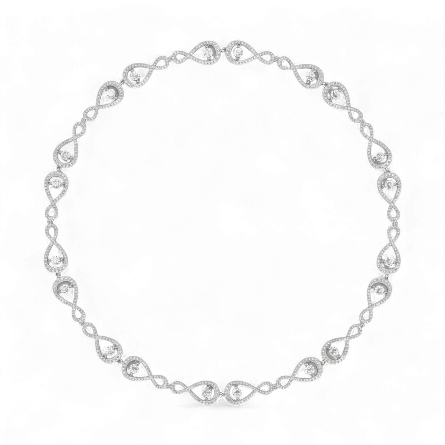 Silver bracelet with small diamonds on a white background