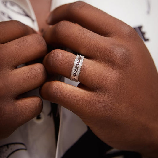 Greek Key CZ Band in 18KT Gold