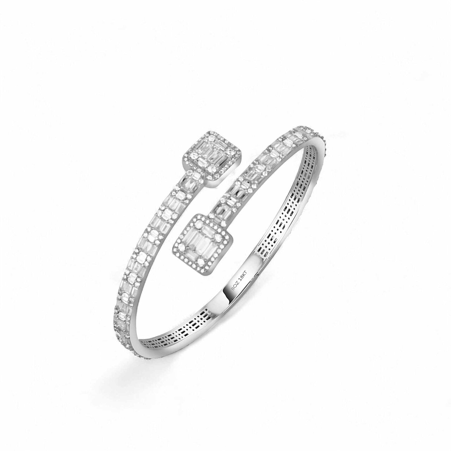 Baguette Bangle Diamond Bracelet in 18KT Gold