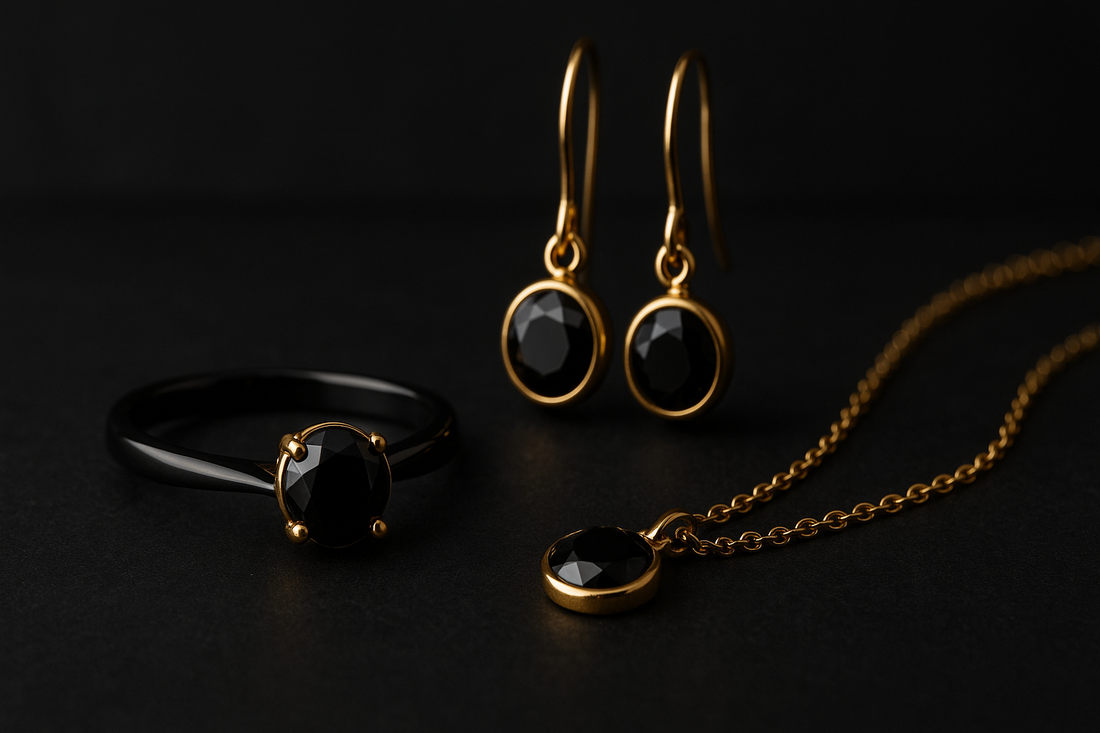 Custom black gold engagement ring with diamond accents