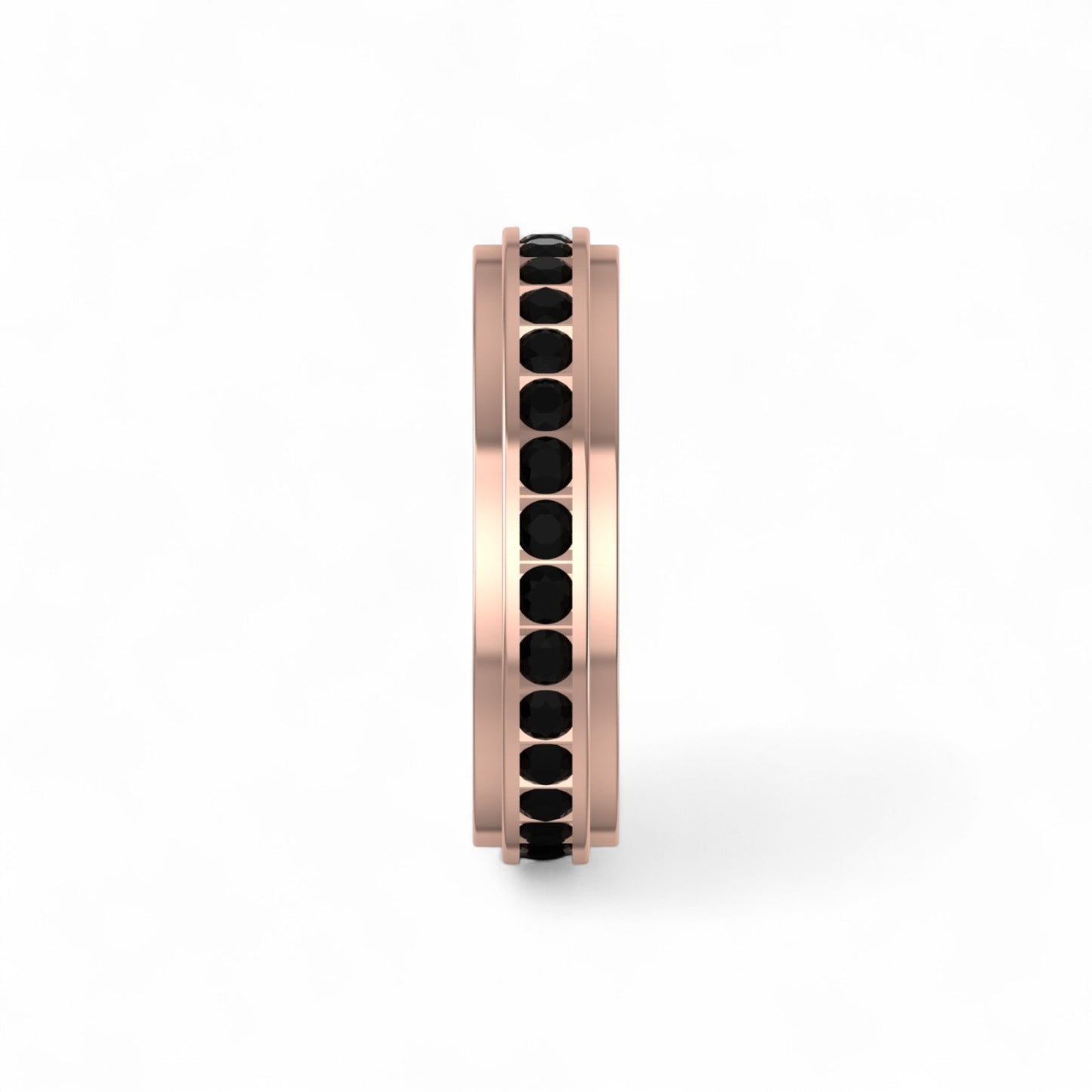 Emma 4mm Black Natural Diamond Band in 18K Gold