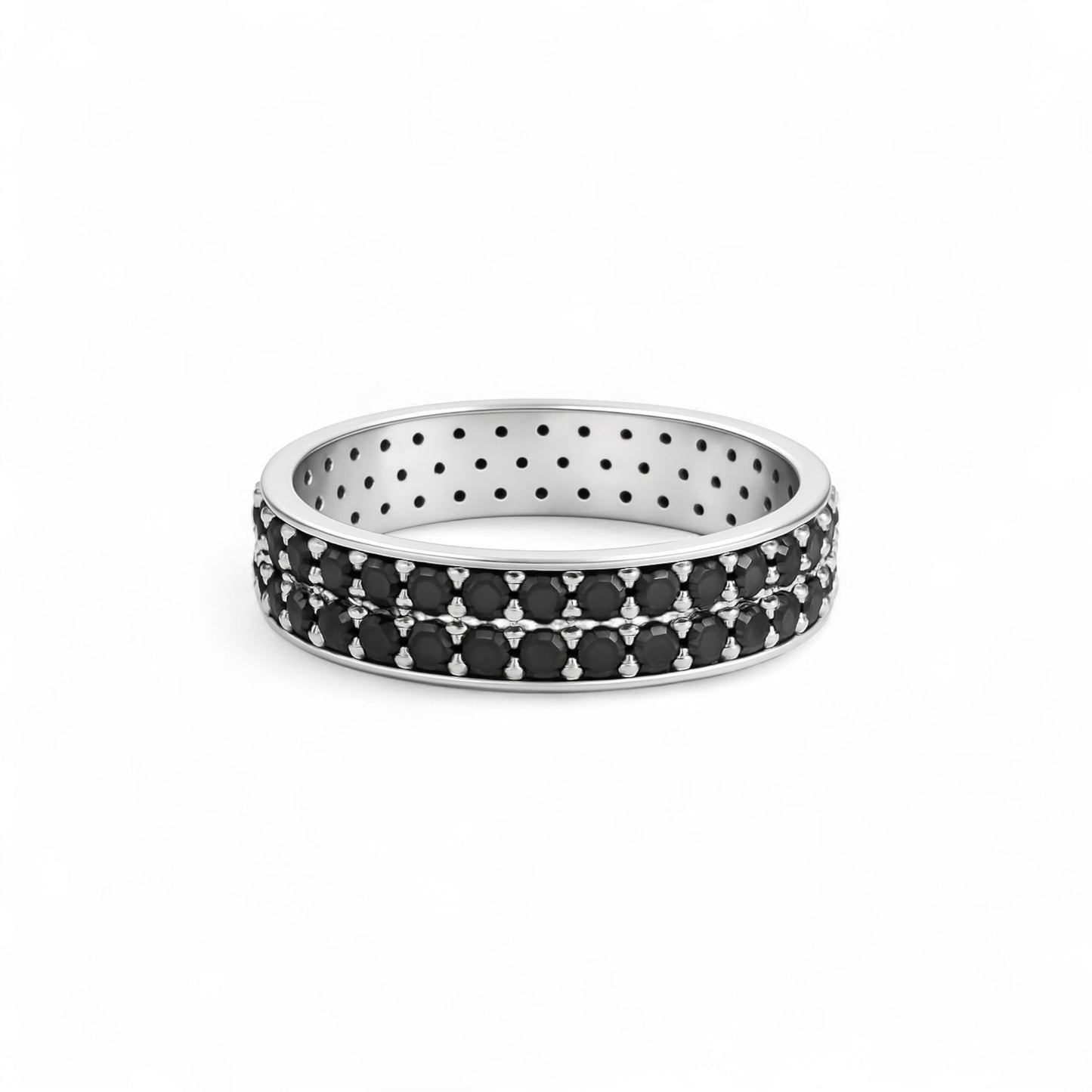 360 Black Studded Cubic Zirconia Band in 10K Gold
