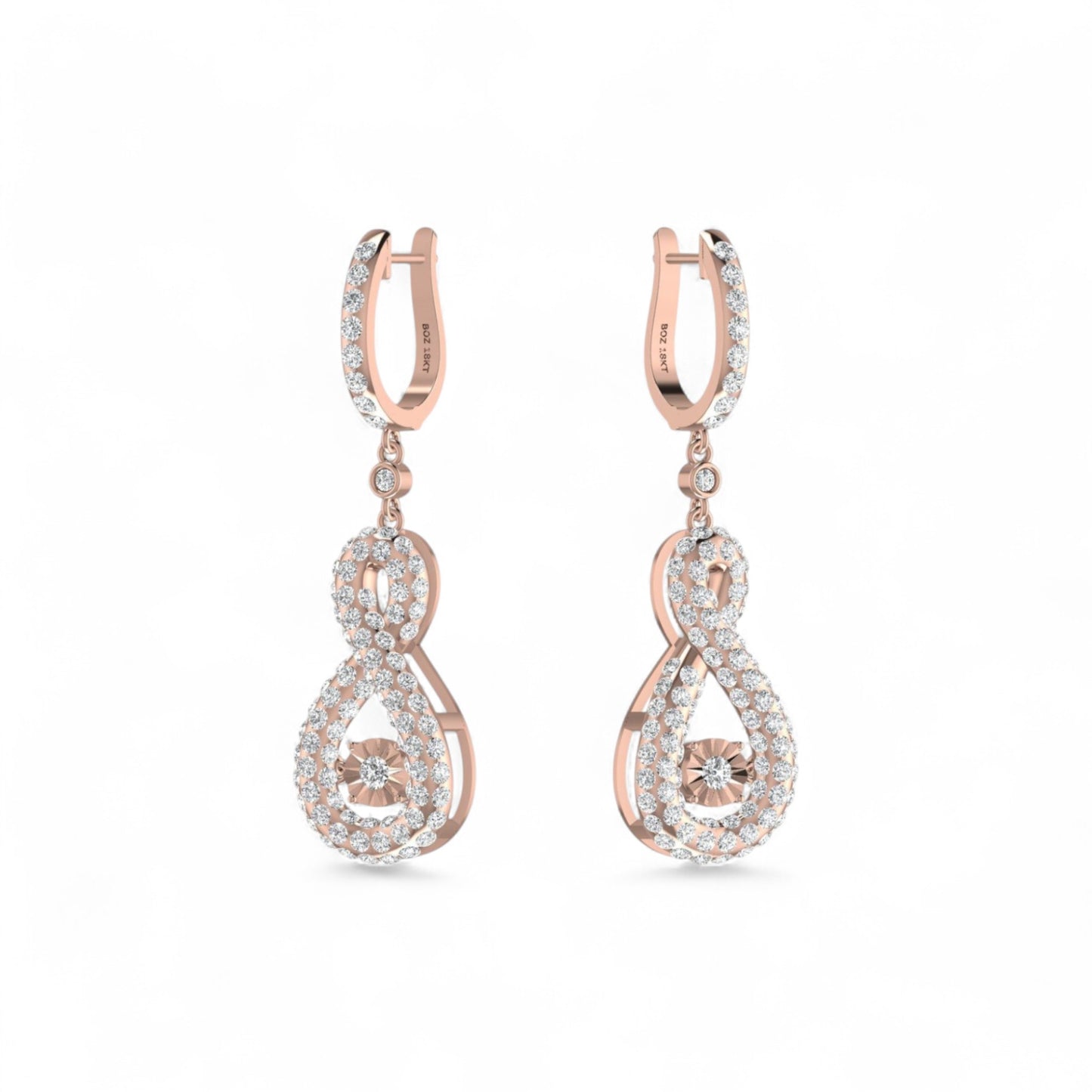 3D Pave Twinkle Infinie Drop Earrings in 18KT Gold