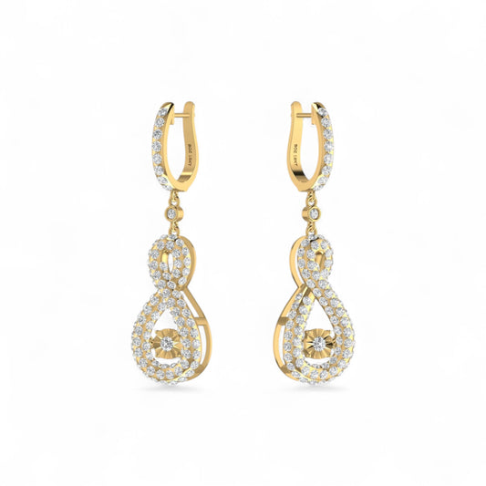 3D Pave Twinkle Infinie Drop Earrings in 18KT Gold