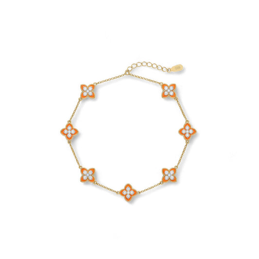 6 Clover Dual Diamond Bracelet in 18KT Gold